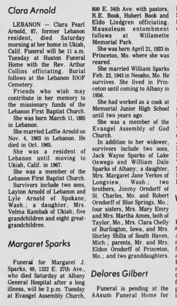 Margaret Juanita (Orndorff) Sparks - Obituary